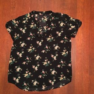 Sheer black floral shirt